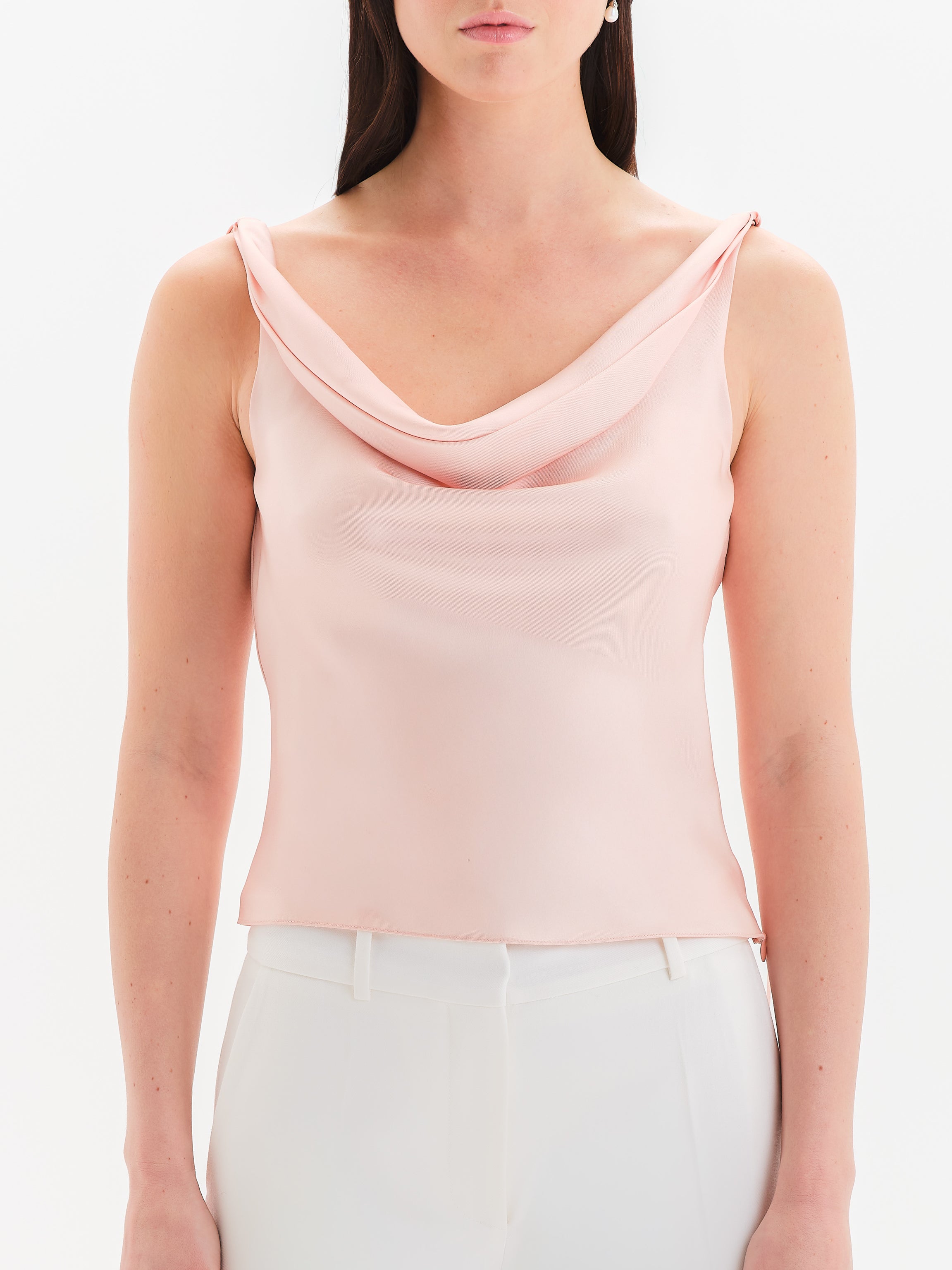 Serena Italian Silk Twill Cowl Neck Top