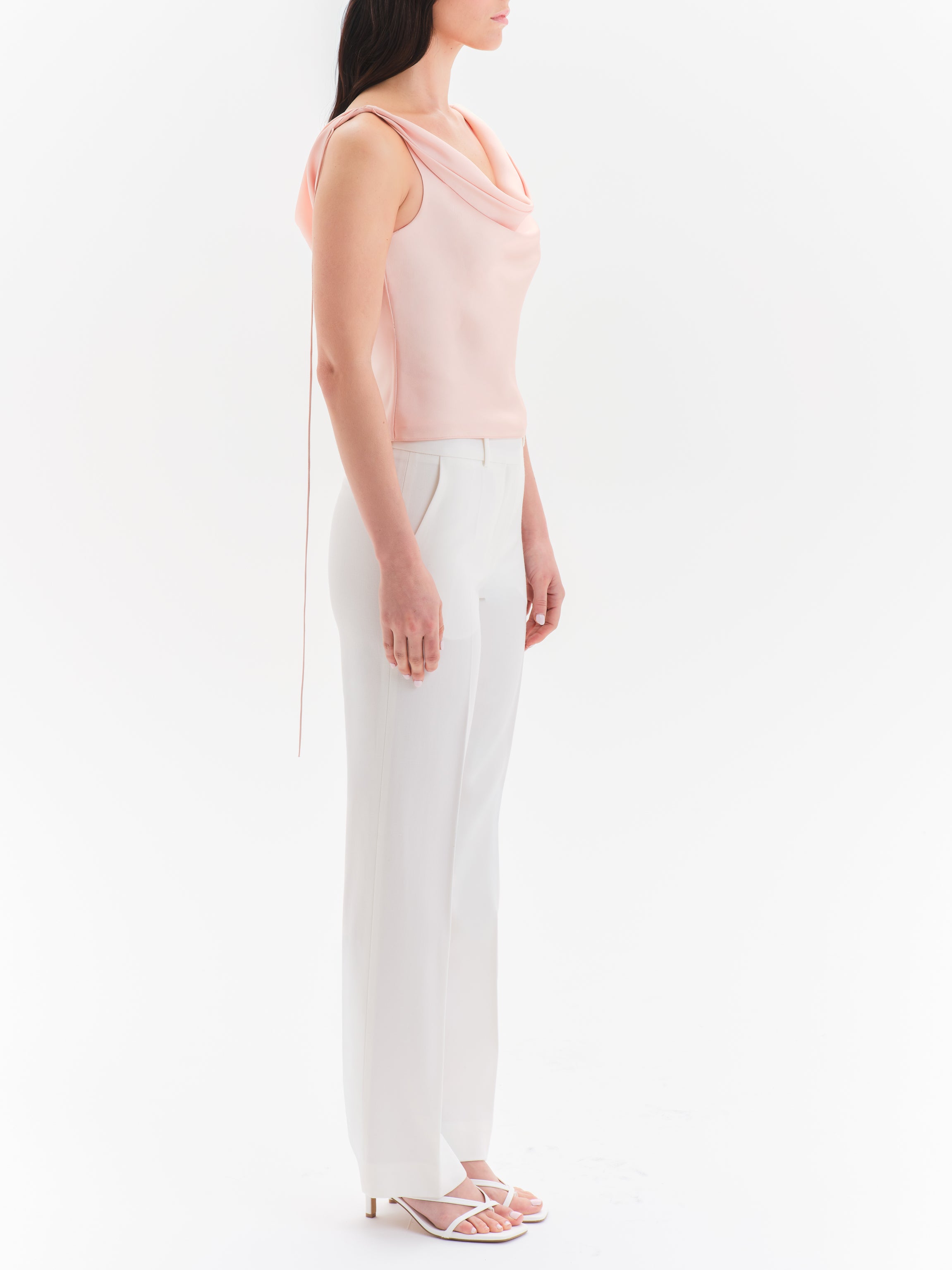 Serena Italian Silk Twill Cowl Neck Top