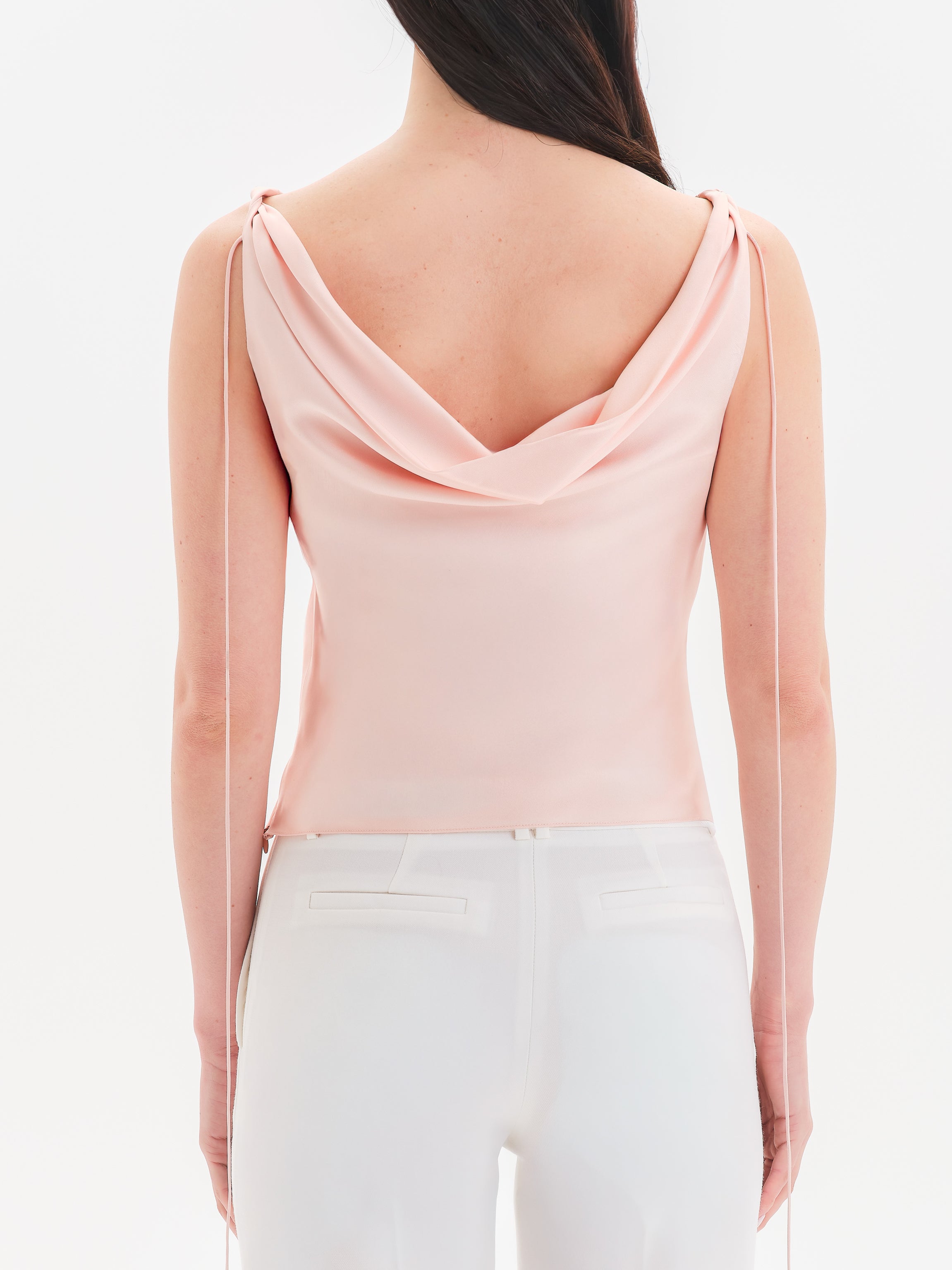 Serena Italian Silk Twill Cowl Neck Top