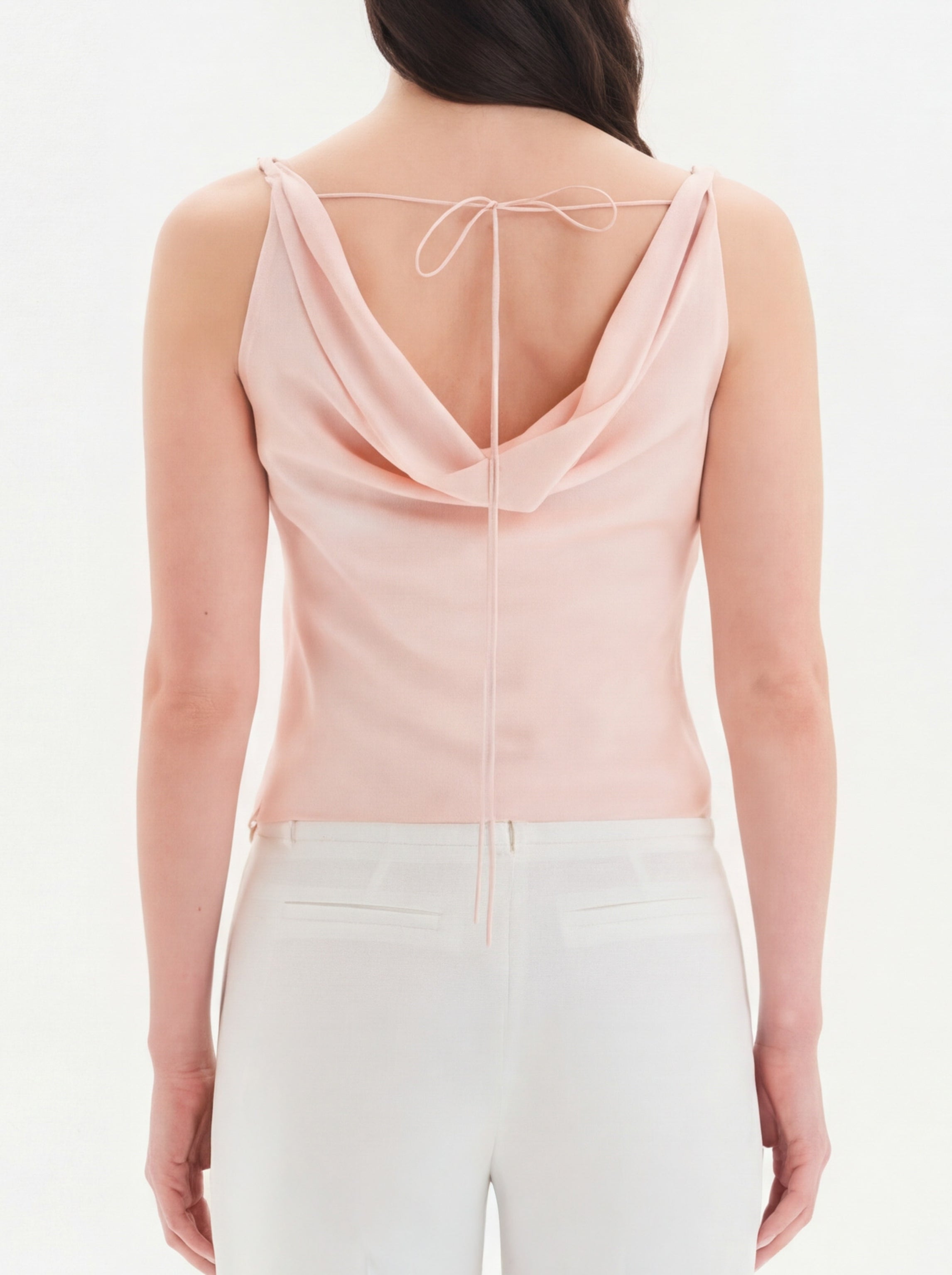 Serena Italian Silk Twill Cowl Neck Top